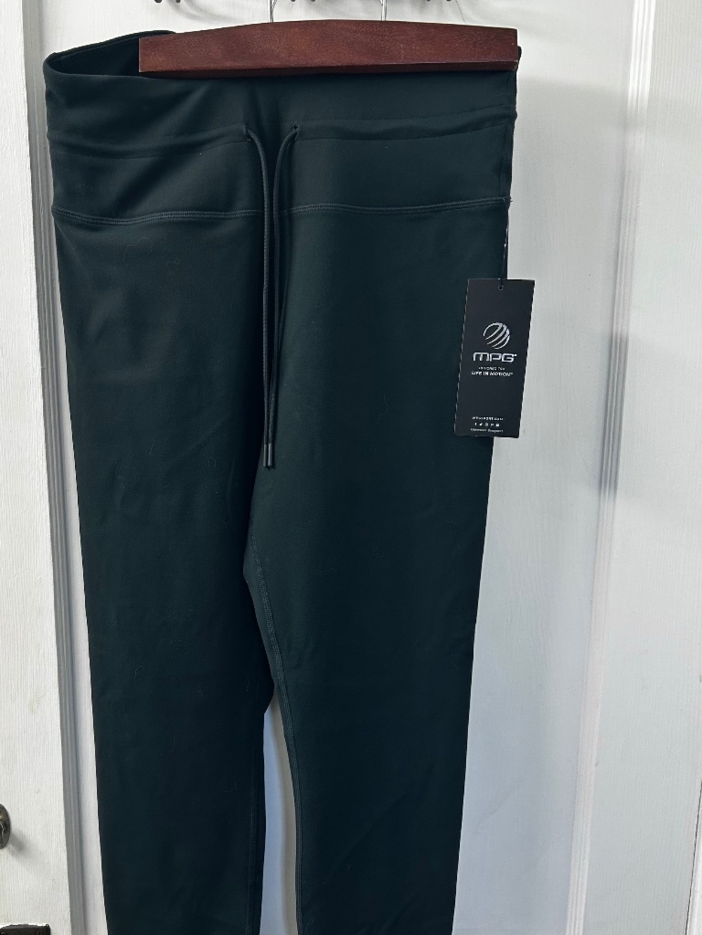 MPG Large Velocity High Rise Drawcord Leggings Jade Green NWT
